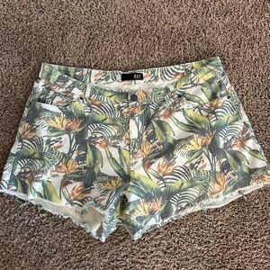 Kut From The Cloth Short Women 18w Jane Tropical Denim Raw Hem Stretch Plus Size